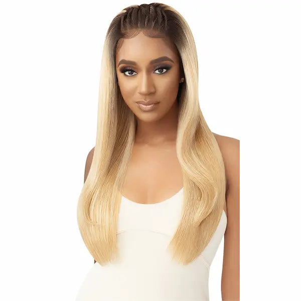Perruque Blonde Lisse Lace Front 13X4 HD Transparent couleur DR4 Golden Honey Blonde Outre Hair