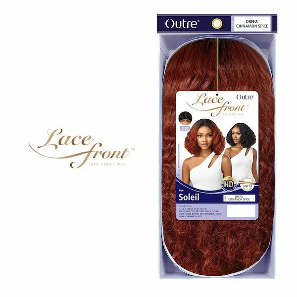 Perruque synthétique bob bouclée rousse - Lace Front Wig Soleil Outré en teinte DRFF2 Cinnamon Spice