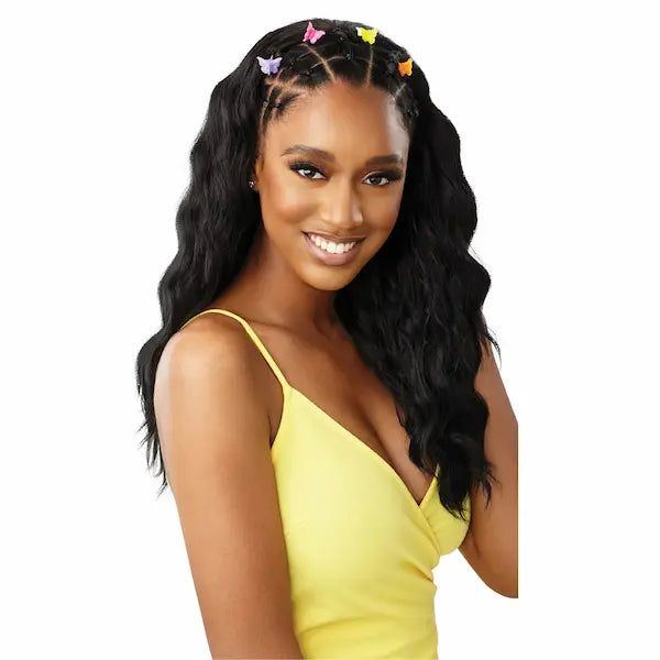 Perruque Mi-Longue Body Wave Ondulée Noir 1B Converti Cap Outre Wavy Mood.