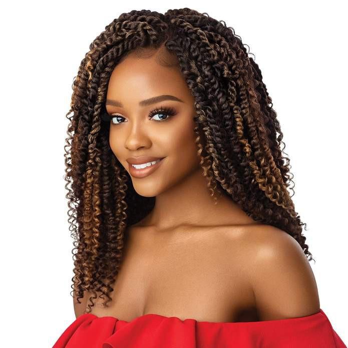 Perruque perruque passion twists Boho Waterwave Macchiato Lace Front 4x4 22 pouces Outré 