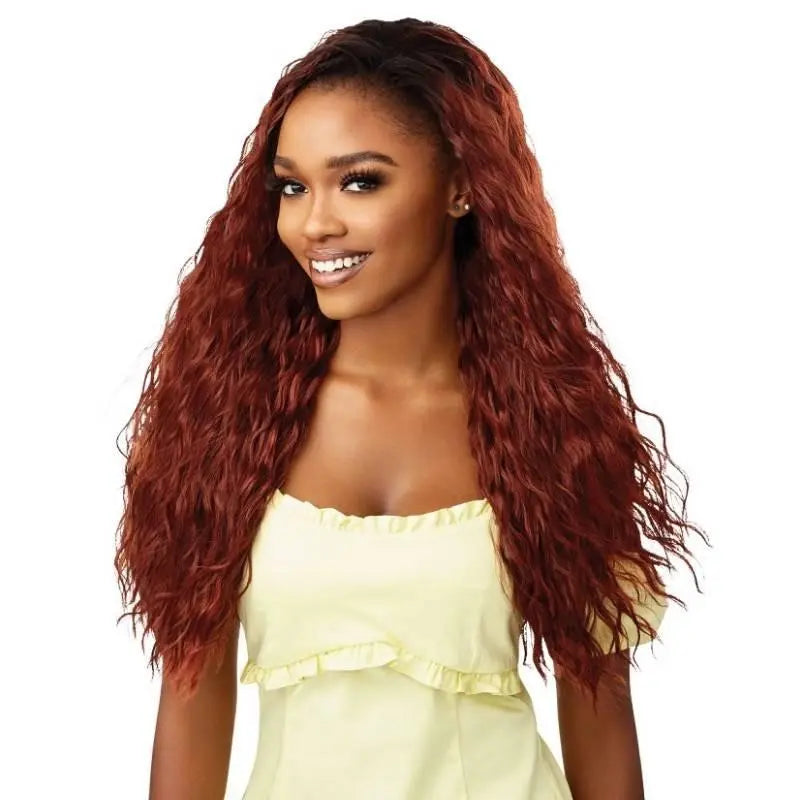 Perruque Synthétique Longue Ondulée Converti Cap LET IT RIPPLE Outré en roux DR2 Cinnamon Spice 