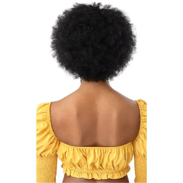 Perruque Synthétique Afro Bouclée Crépue - Noire, Courte, Avec Frange Et Bonnet +4, Neuf Sans étiquettes