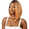 Perruque Lace Front HD Transparent Blonde  coupe bob plongeant lisse Zandra Melted Hairline Outré. couleur DRFF Golden Coral