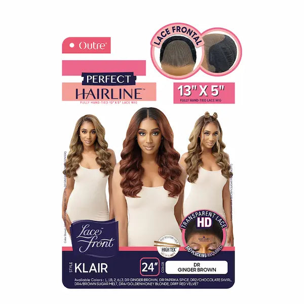 Perruque Body Wave Ginger Brown Lace Front 13X4 HD Transparent avec Baby Hair Outre Hair.