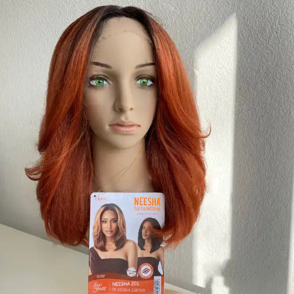 Perruque bob rousse - Outre Lace front wig Neesha 201 en couleur DR Sienna Copper