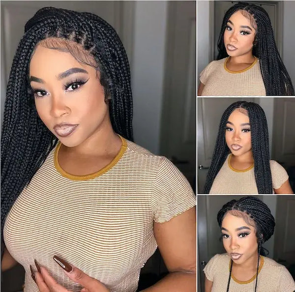 perruque tresse africaine avec lace frontale Outre 13"x4" Lace Frontal Wig Knotless Square Part Braids 26”