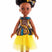Poupée noire aux cheveux afro crépus. Bontle mesure 32cm. Robe Wax et Organza Jaune.