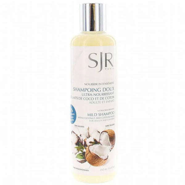 SJR Paris Shampoing Doux au lait de Coco pour les Cheveux secs des adultes et des enfants