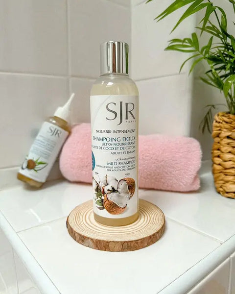SJR - Shampoing doux ultra-nourrissant sans sulfate pour toute la famille Pour tous les types de cheveux et de peau Contenance : 250 ml 