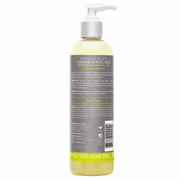 Design Essentials Natural shampoing sans sulfate pour les cheveux secs et ternes. Hydrate, nettoie et démêle les cheveux bouclés à crépus.