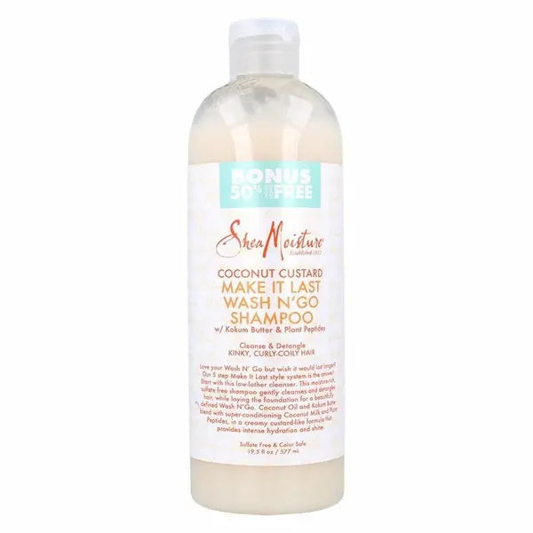 Shampooing sans sulfate Wash and go Coconut Custard - Shea Moisture Make it last Wash N' Go Shampoo 577ML