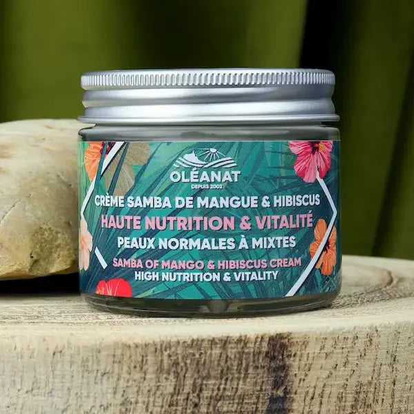 soin visage Bio fabriqué en France - Crème samba de mangue & hibiscus pour peau normale à mixte pot 50ml 