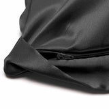 Taie d'oreiller rectangulaire en satin noir avec fermeture