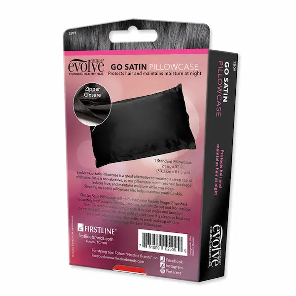taie d'oreiller rectangulaire en satin de polyester noir avec fermeture