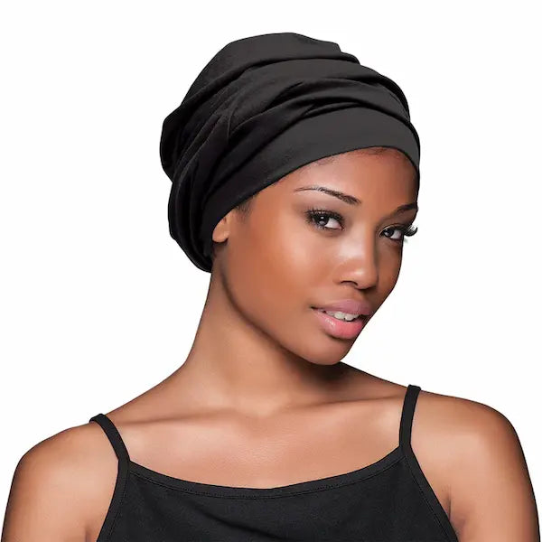 Foulard de tête noir - écharpe cheveux extensible -  Evolve