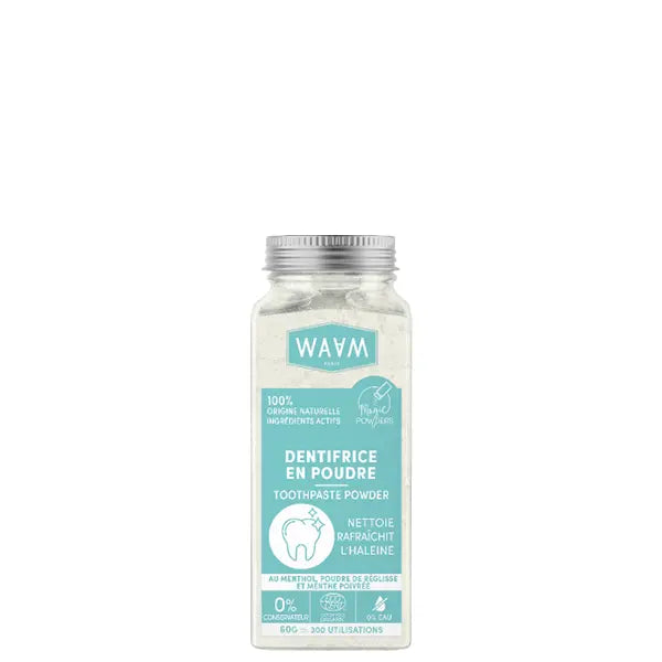 WAAM Dentifrice en poudre BIO et Vegan nettoie et rafraichit l'haleine avec une composition 100% d'origine naturelle sans conservateur- Magic Powder