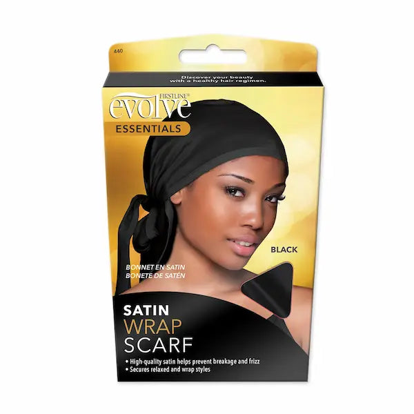Satin Wrap Scarf - Foulard Cheveux en Satin Noir - Evolve
